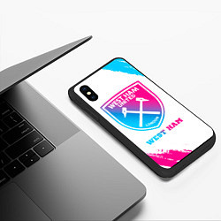 Чехол iPhone XS Max матовый West Ham neon gradient style, цвет: 3D-черный — фото 2