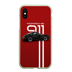 Чехол iPhone XS Max матовый Ретро автомобиль Porsche, цвет: 3D-салатовый