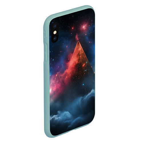 Чехол iPhone XS Max матовый Космическая абстракция пирамида / 3D-Мятный – фото 2