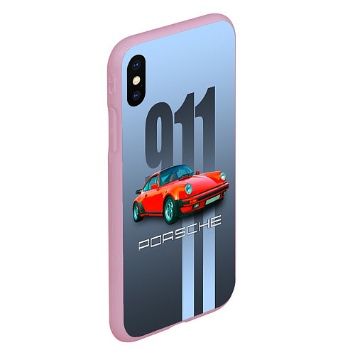 Чехол iPhone XS Max матовый Винтажный автомобиль Porsche 911 Carrera / 3D-Розовый – фото 2