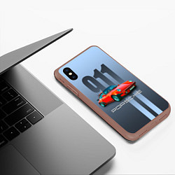 Чехол iPhone XS Max матовый Винтажный автомобиль Porsche 911 Carrera, цвет: 3D-коричневый — фото 2