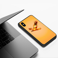 Чехол iPhone XS Max матовый Орел с пейзажем на закате двойная экспозиция, цвет: 3D-черный — фото 2