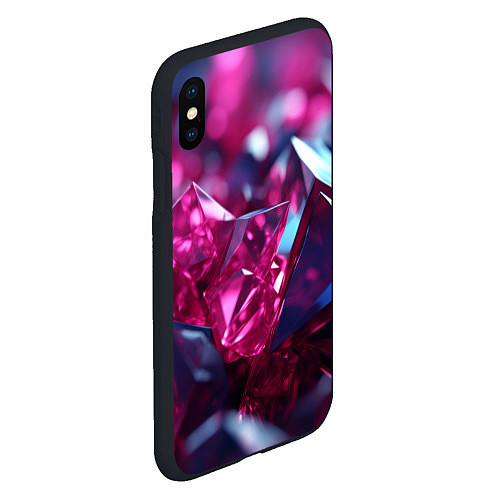 Чехол iPhone XS Max матовый Яркие розовые хрусталики / 3D-Черный – фото 2