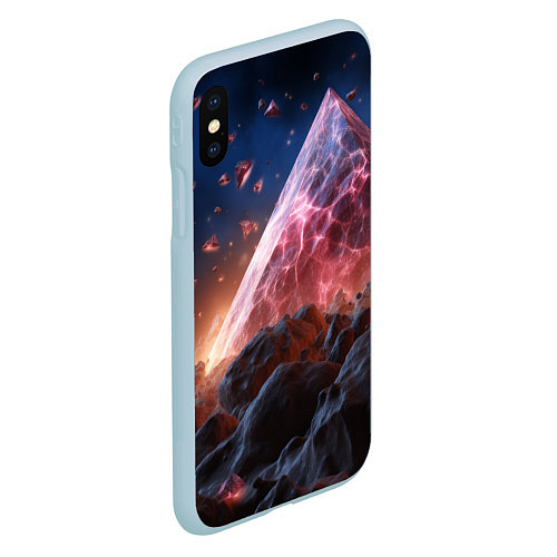 Чехол iPhone XS Max матовый Абстрактная пирамида космическая / 3D-Голубой – фото 2