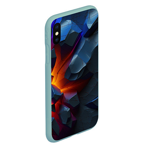 Чехол iPhone XS Max матовый Объемные камни в разломе / 3D-Мятный – фото 2