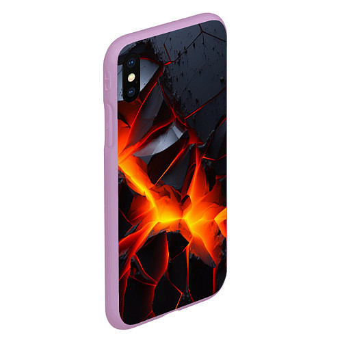 Чехол iPhone XS Max матовый Камни в разломе красный свет / 3D-Сиреневый – фото 2