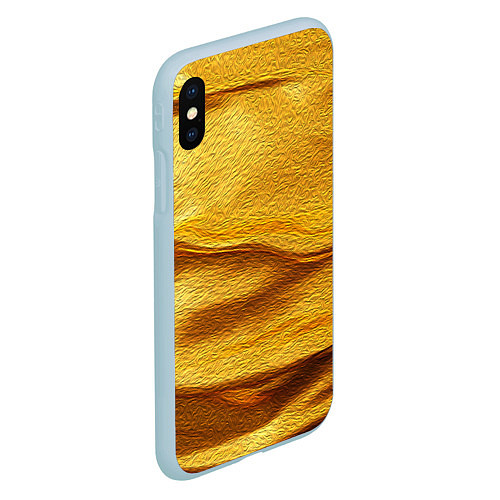 Чехол iPhone XS Max матовый Золотая поверхность с волнами и рябью / 3D-Голубой – фото 2