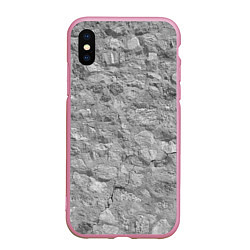 Чехол iPhone XS Max матовый Серая кирпичная стена, цвет: 3D-розовый