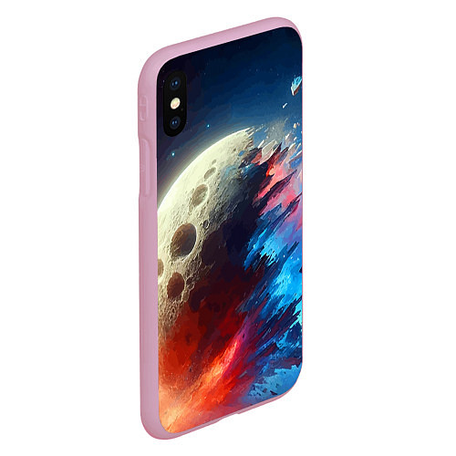 Чехол iPhone XS Max матовый Разрыв космического тела - нейросеть / 3D-Розовый – фото 2