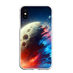 Чехол iPhone XS Max матовый Разрыв космического тела - нейросеть, цвет: 3D-белый