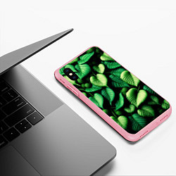 Чехол iPhone XS Max матовый Зеленые листья и мох, цвет: 3D-баблгам — фото 2