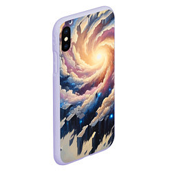 Чехол iPhone XS Max матовый Космическая галактика - нейросеть фантазия, цвет: 3D-светло-сиреневый — фото 2