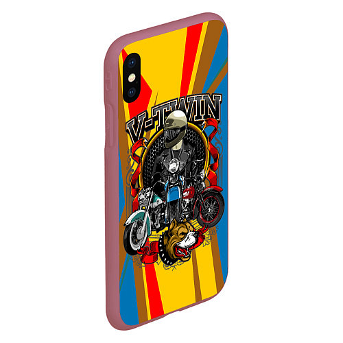 Чехол iPhone XS Max матовый V-twin / 3D-Малиновый – фото 2