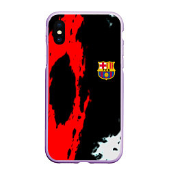 Чехол iPhone XS Max матовый Barcelona fc краски спорт, цвет: 3D-сиреневый