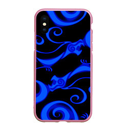 Чехол iPhone XS Max матовый Призрачное тату дракона, цвет: 3D-розовый