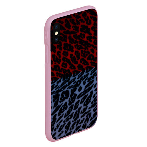 Чехол iPhone XS Max матовый Леопардовый стиль текстура / 3D-Розовый – фото 2