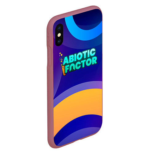 Чехол iPhone XS Max матовый Abiotic Factor цветные круги и лого / 3D-Малиновый – фото 2