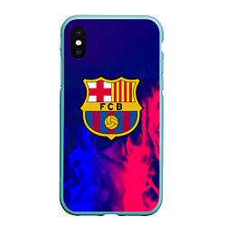 Чехол iPhone XS Max матовый Barcelona fc club gradient, цвет: 3D-мятный