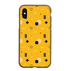 Чехол iPhone XS Max матовый Геометрия в стиле мемфис на желтом