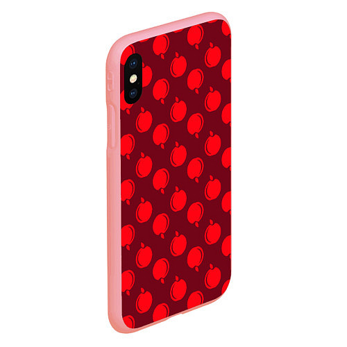 Чехол iPhone XS Max матовый Паттерн с красными яблоками / 3D-Баблгам – фото 2