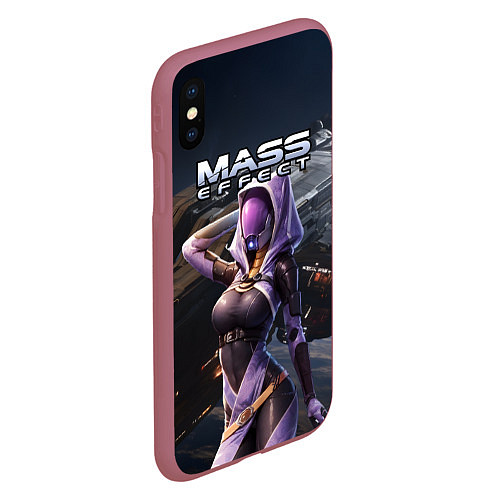 Чехол iPhone XS Max матовый Mass Effect ТалиЗора и космический корабль / 3D-Малиновый – фото 2