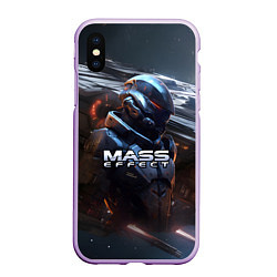 Чехол iPhone XS Max матовый Mass Effect game space, цвет: 3D-сиреневый