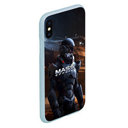 Чехол iPhone XS Max матовый Mass Effect game space, цвет: 3D-голубой — фото 2