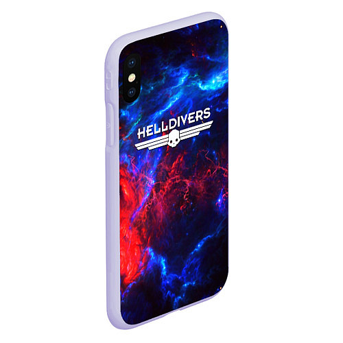 Чехол iPhone XS Max матовый Helldivers: Space Logo / 3D-Светло-сиреневый – фото 2