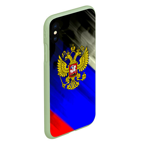 Чехол iPhone XS Max матовый Россия краски герб текстура / 3D-Салатовый – фото 2