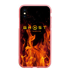 Чехол iPhone XS Max матовый Ghost of Tsushima в огне, цвет: 3D-баблгам