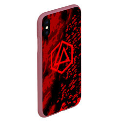 Чехол iPhone XS Max матовый Linkin park red logo, цвет: 3D-малиновый — фото 2