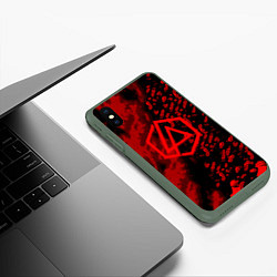 Чехол iPhone XS Max матовый Linkin park red logo, цвет: 3D-темно-зеленый — фото 2