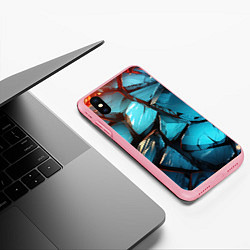 Чехол iPhone XS Max матовый Синие объемные плиты, цвет: 3D-баблгам — фото 2