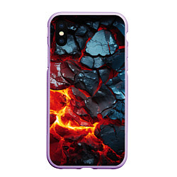 Чехол iPhone XS Max матовый Темная огненная плитка, цвет: 3D-сиреневый