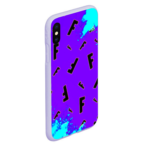 Чехол iPhone XS Max матовый Fortnite neon steel colors epic / 3D-Светло-сиреневый – фото 2