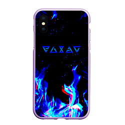 Чехол iPhone XS Max матовый The Witcher fire logo glitch, цвет: 3D-сиреневый