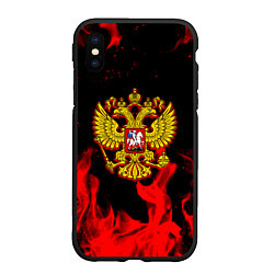 Чехол iPhone XS Max матовый Герб России возрождение империи, цвет: 3D-черный