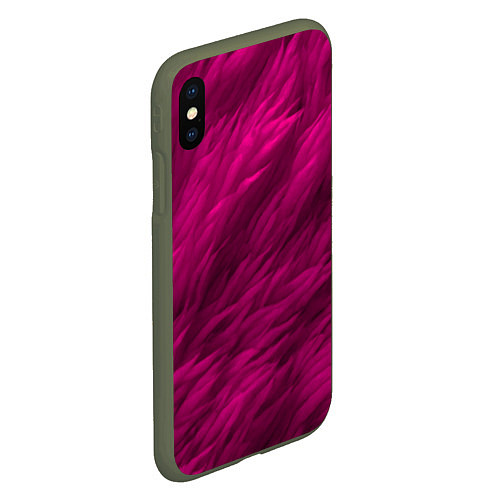 Чехол iPhone XS Max матовый Мех в цвете маджента / 3D-Темно-зеленый – фото 2