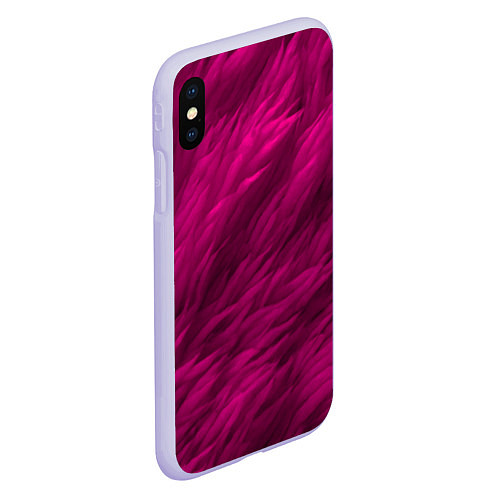 Чехол iPhone XS Max матовый Мех в цвете маджента / 3D-Светло-сиреневый – фото 2