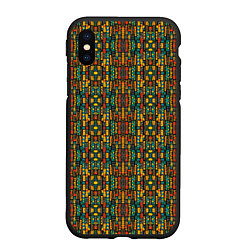 Чехол iPhone XS Max матовый Яркий африканский узор, цвет: 3D-черный