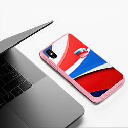 Чехол iPhone XS Max матовый Герб России на абстрактном фоне в цветах России, цвет: 3D-баблгам — фото 2