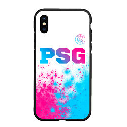 Чехол iPhone XS Max матовый PSG neon gradient style посередине, цвет: 3D-черный