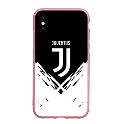 Чехол iPhone XS Max матовый Juventus sport geometry fc club, цвет: 3D-розовый