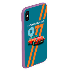 Чехол iPhone XS Max матовый Porsche 911 немецкий спорткар, цвет: 3D-фиолетовый — фото 2