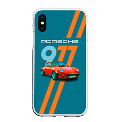 Чехол iPhone XS Max матовый Porsche 911 немецкий спорткар, цвет: 3D-белый