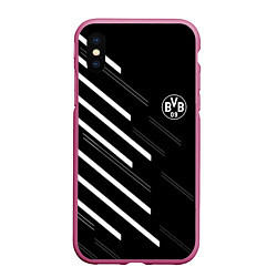 Чехол iPhone XS Max матовый Borussia sport fc, цвет: 3D-малиновый