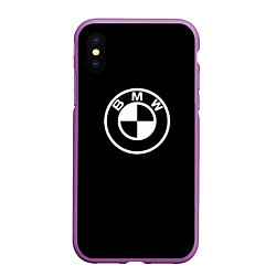 Чехол iPhone XS Max матовый BMW белое лого, цвет: 3D-фиолетовый