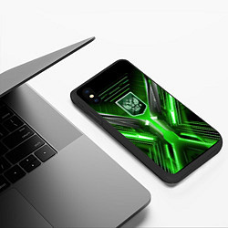 Чехол iPhone XS Max матовый Кибернетически-патриотический костюм с Гербом Росс, цвет: 3D-черный — фото 2