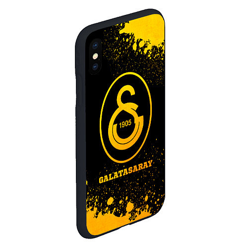 Чехол iPhone XS Max матовый Galatasaray - gold gradient / 3D-Черный – фото 2