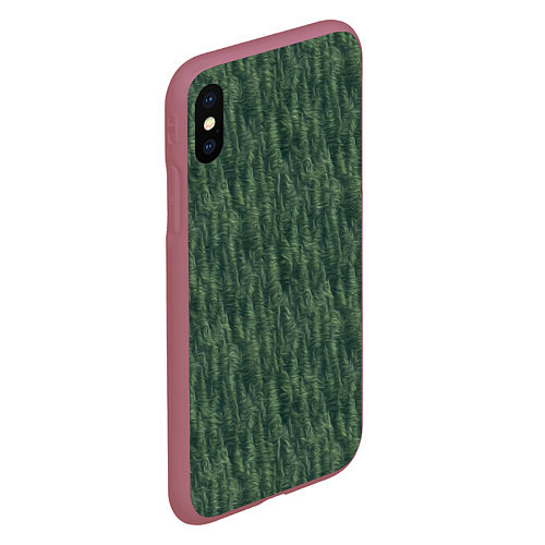 Чехол iPhone XS Max матовый Зеленые клубы шерсти / 3D-Малиновый – фото 2